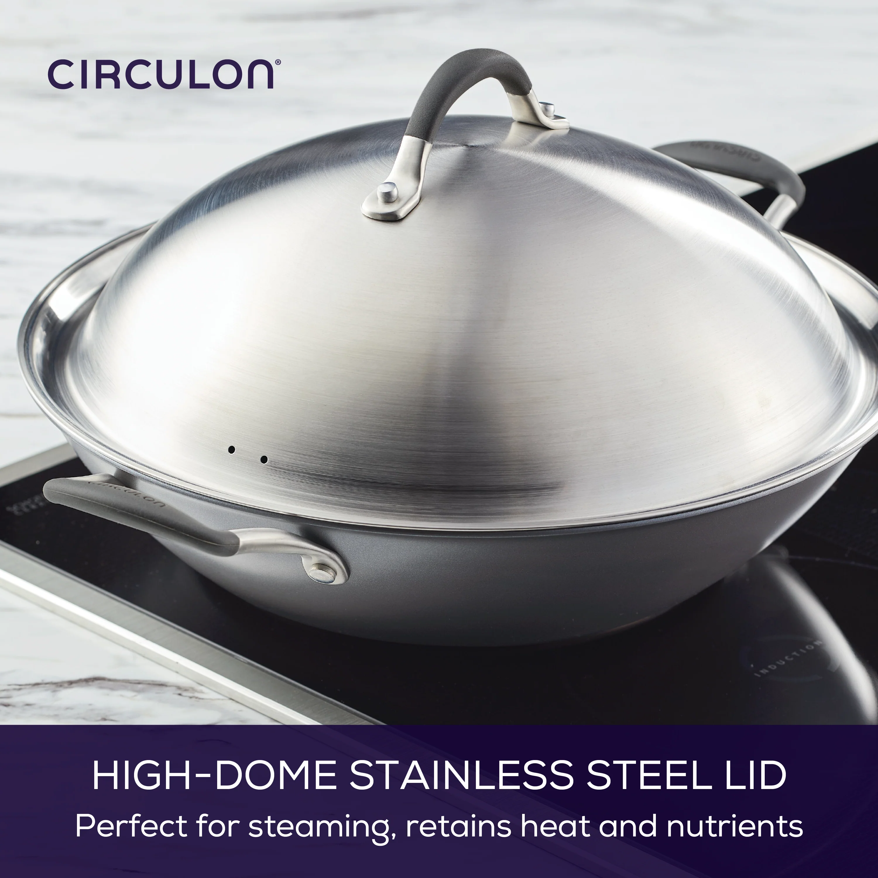 14-Inch A1 ScratchDefense™ Nonstick Wok with Lid - Image 4