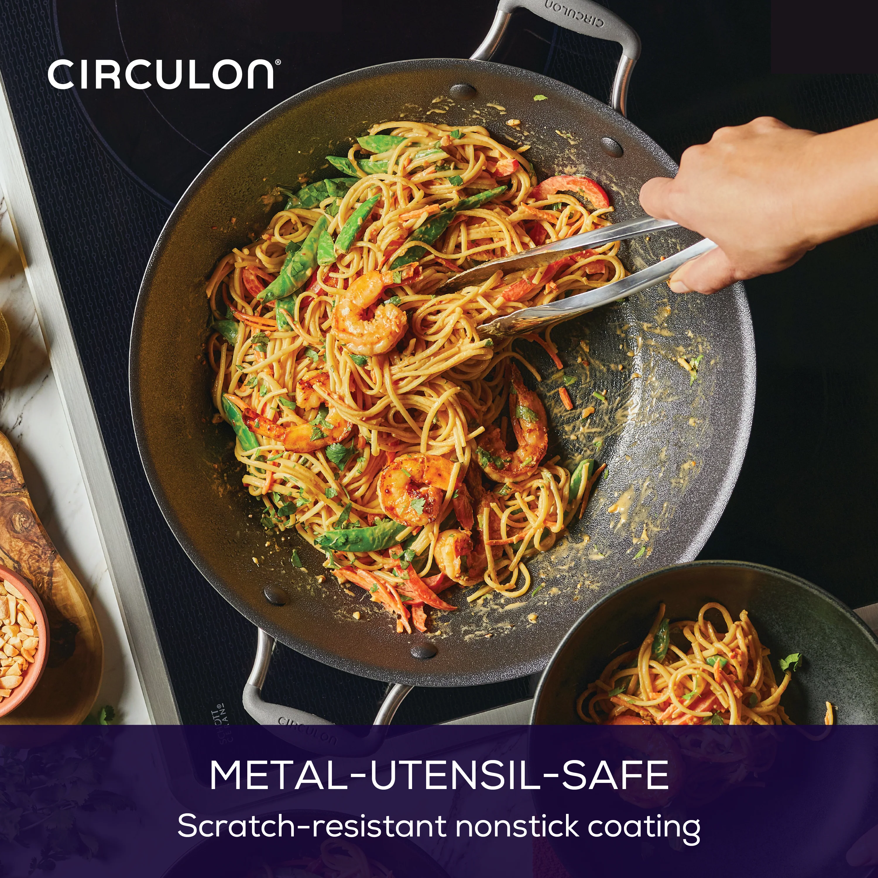 14-Inch A1 ScratchDefense™ Nonstick Wok with Lid - Image 7