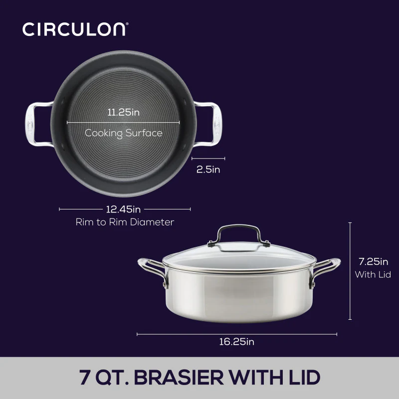 Nonstick 7-Quart Braiser with Lid - Image 3