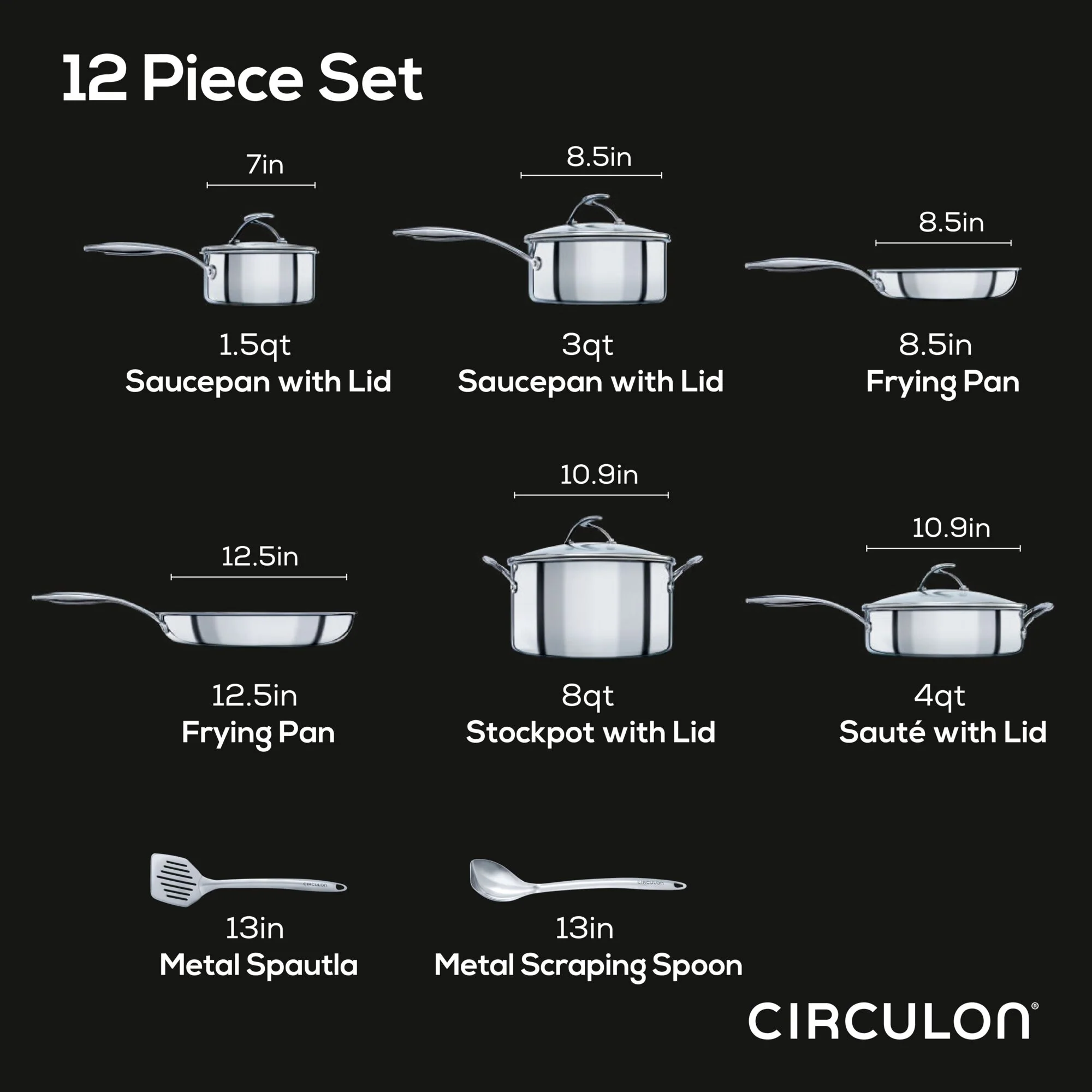 10-Piece Stainless Steel Cookware Set with 2-Piece Bonus Utensil Set - Image 8
