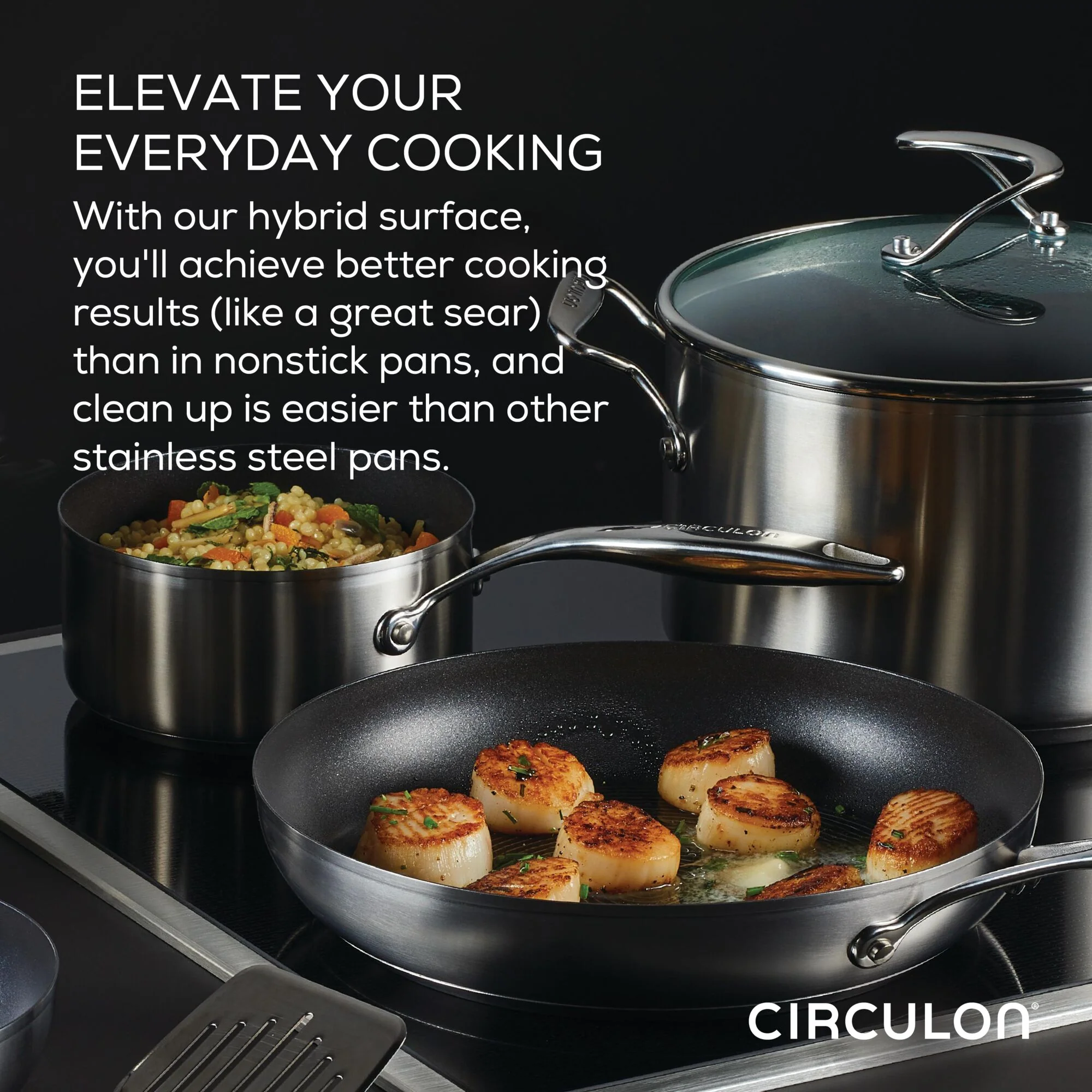 8" & 10.25" Hybrid Stainless Steel Open Frying Pans - Image 3