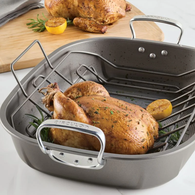 Nonstick 18-inch by 15-inch Oval Roaster with Rack - Image 4