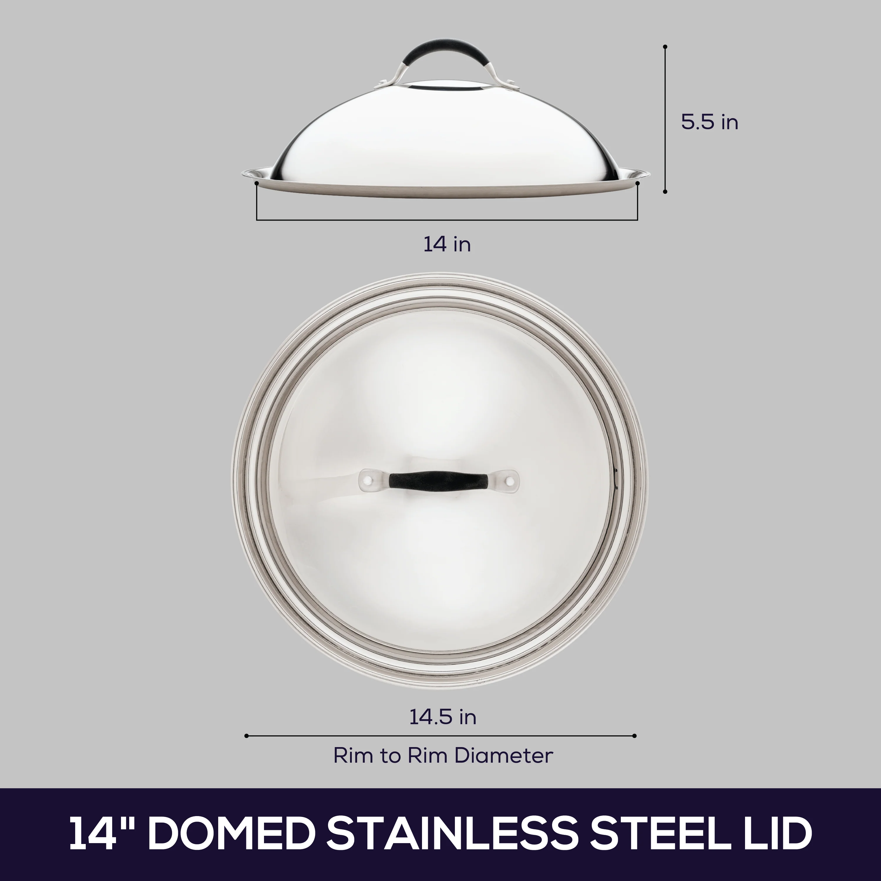 14-Inch Stainless Steel Domed Lid - Image 6